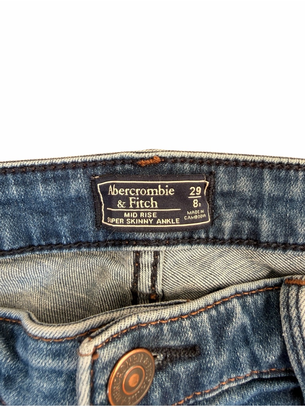 Abercrombie & Fitch Harper 29/8R Ankle Jeans Women’s Distressed Medium Wash - Picture 2 of 6
